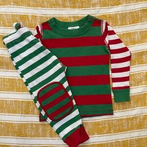 Hanna Andersson Toddler 18-24M Organic Cotton Striped Pajama Set Red Green White